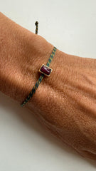 Silk cord bracelet with 4x6mm rubies