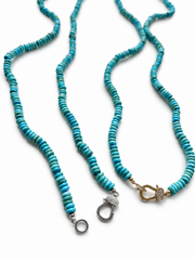 Turquoise tablet necklace 70cm Moissanite clasp