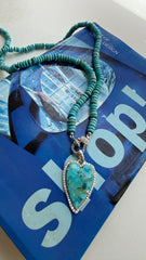 Turquoise tablet necklace 70cm Moissanite clasp