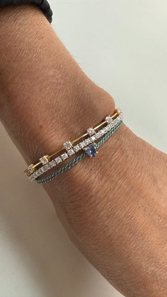 Tanzanite heart silk cord bracelet