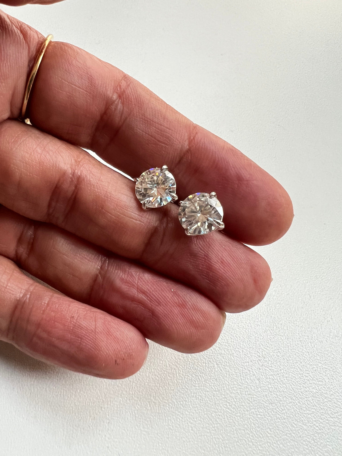 Moissanite 8mm Stud Earrings