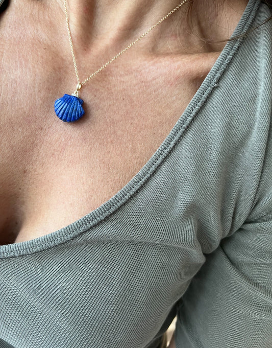 Lapis Lazuli Shell Pendant