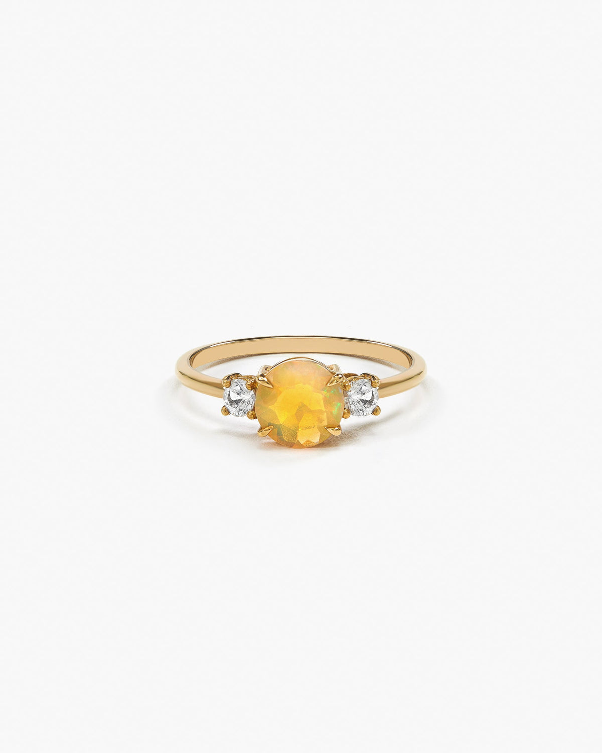 Anel Ethiopie - ouro 18k - opala e safira branca - Helen Gordilho