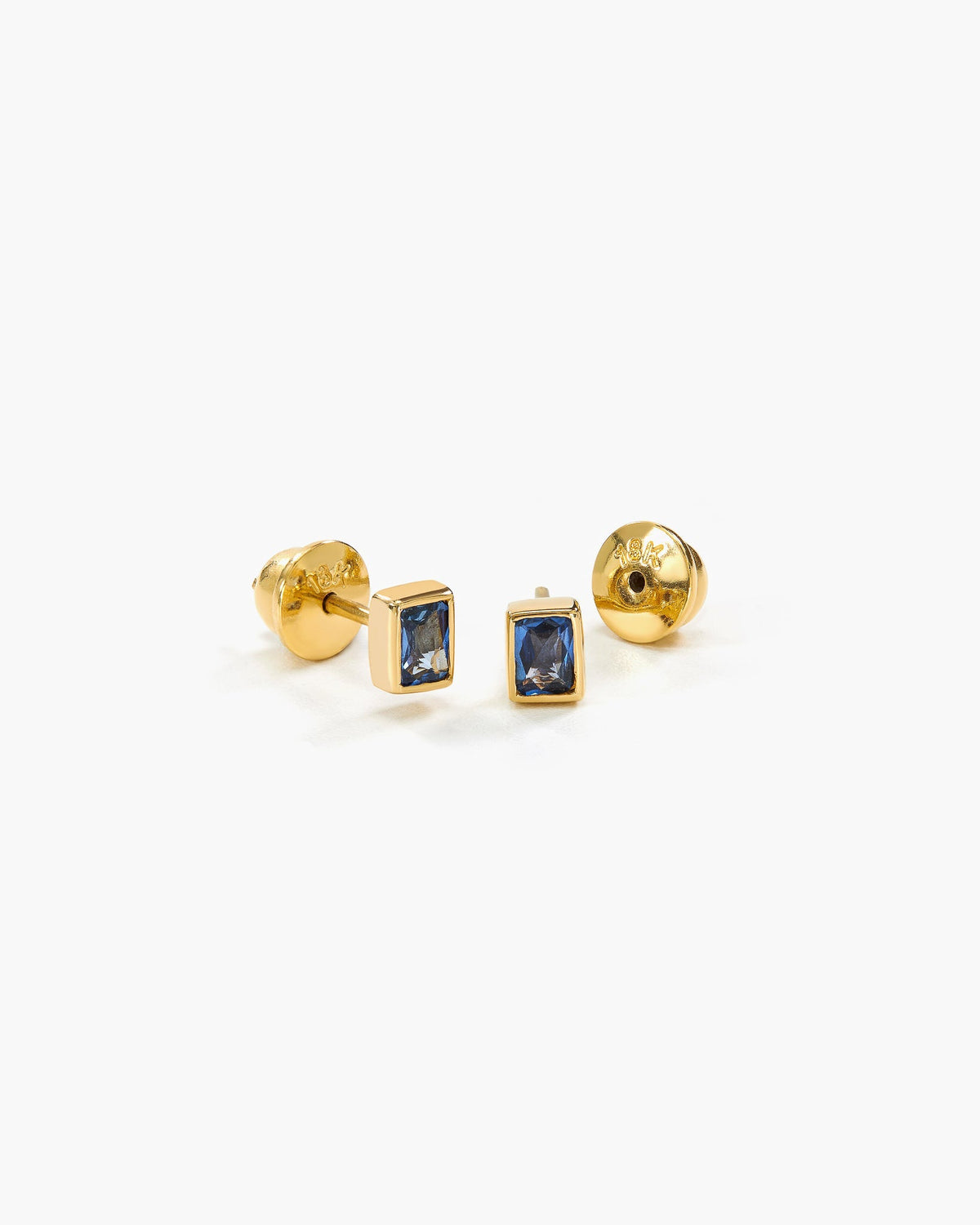 Brinco baguete safira azul ouro 18k - Helen Gordilho