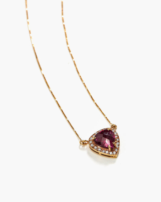 colar em ouro 18k de 40/46cm de turmalina rosa e brilhantes - Helen Gordilho